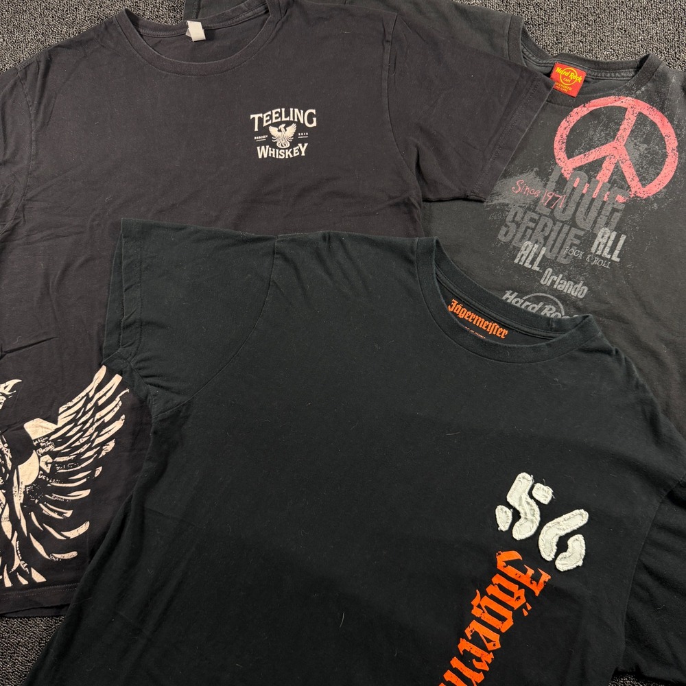 Graphic T-Shirt Bundle of 3 Men's XL Hard Rock Cafe Jagermeister Teeling Whiskey